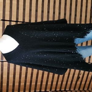 Poncho open fringe sequin